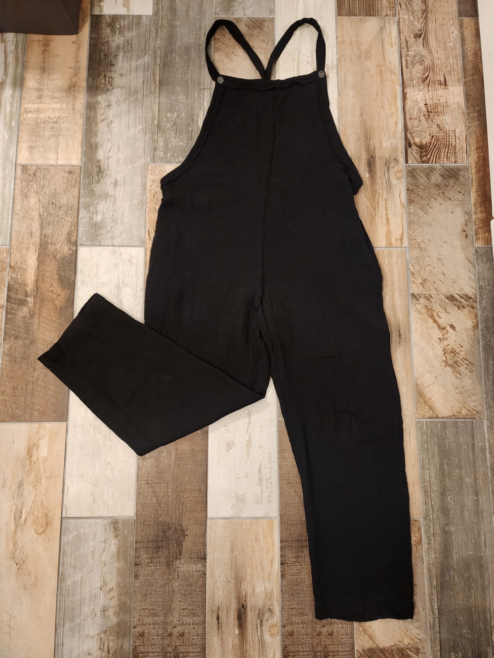 Magnolia Boutique Black Women's 100% Cotton Overalls Jumpsuit Size Medium